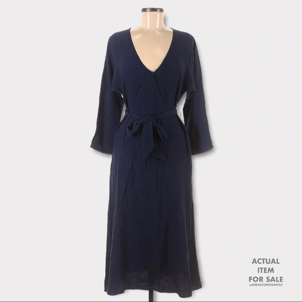 SÉZANE Lora Midi Dress - Marine Mat Size 2 - Picture 3 of 5